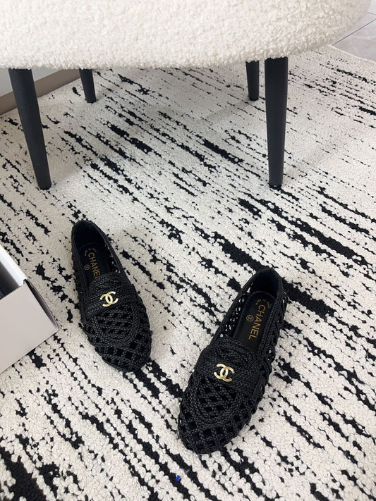 Chanel 2026 Braided Loafers Gold-Tone CC Logo Plaque Leather 778467