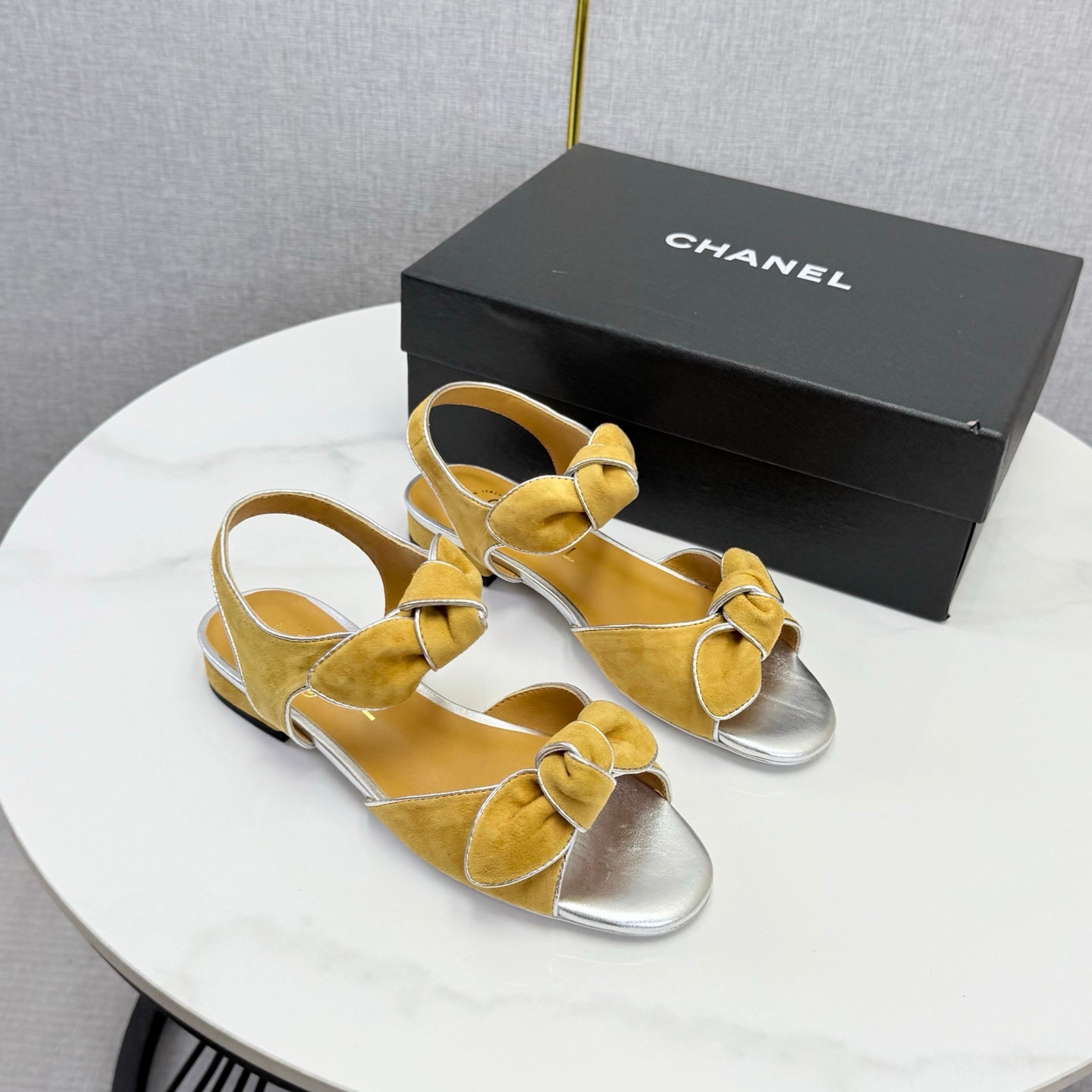 Chanel 2026 Slingback Sandals Bow Suede 801642
