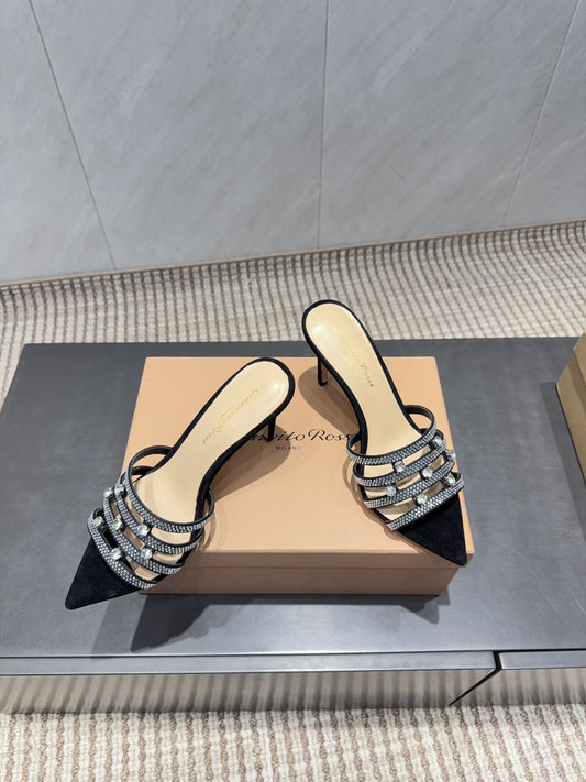 CL 26SS High Heeled Sandals 100 Black Beige Sheepskin 613826