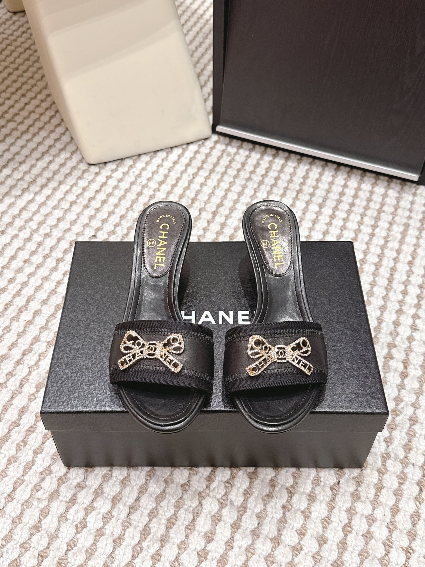 CC 26s Stiletto Sandals 55 Black Leather 652573