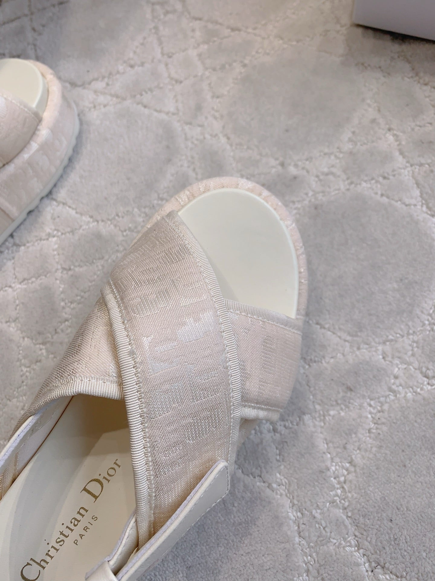 CD 26s Platform Sandals 65 Light Pink Canvas Lambskin 644287