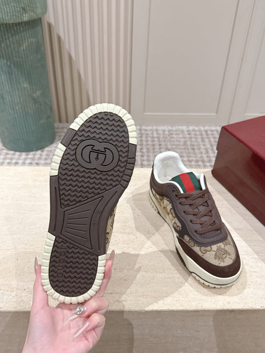 GG 26 Couple Sneakers Brown Beige Cowhide 630705