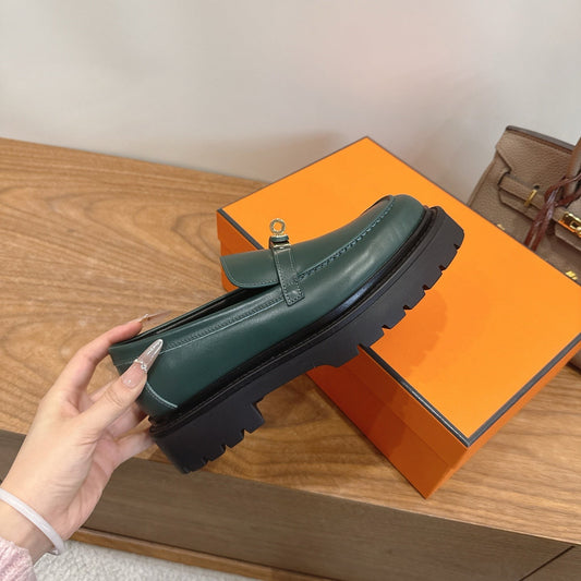 HM 26ss Loafers Dark Green Calfskin 638442
