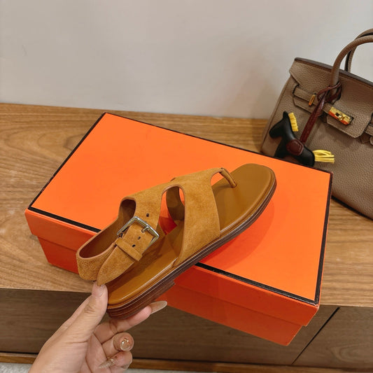 HM 26ss Thong Sandal Brown Suede Calfskin 638407