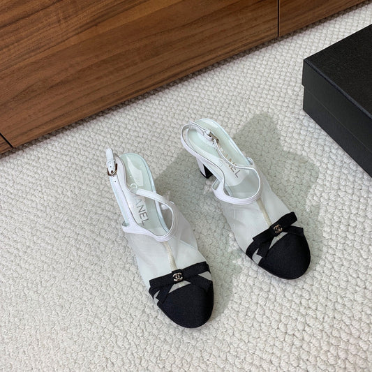 Chanel 2026 Slingback Heels 85mm Mesh Grosgrain 792620
