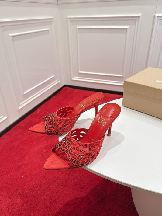 Christian Louboutin 2026 Lasera Strass 100mm Mules Lambskin 780417