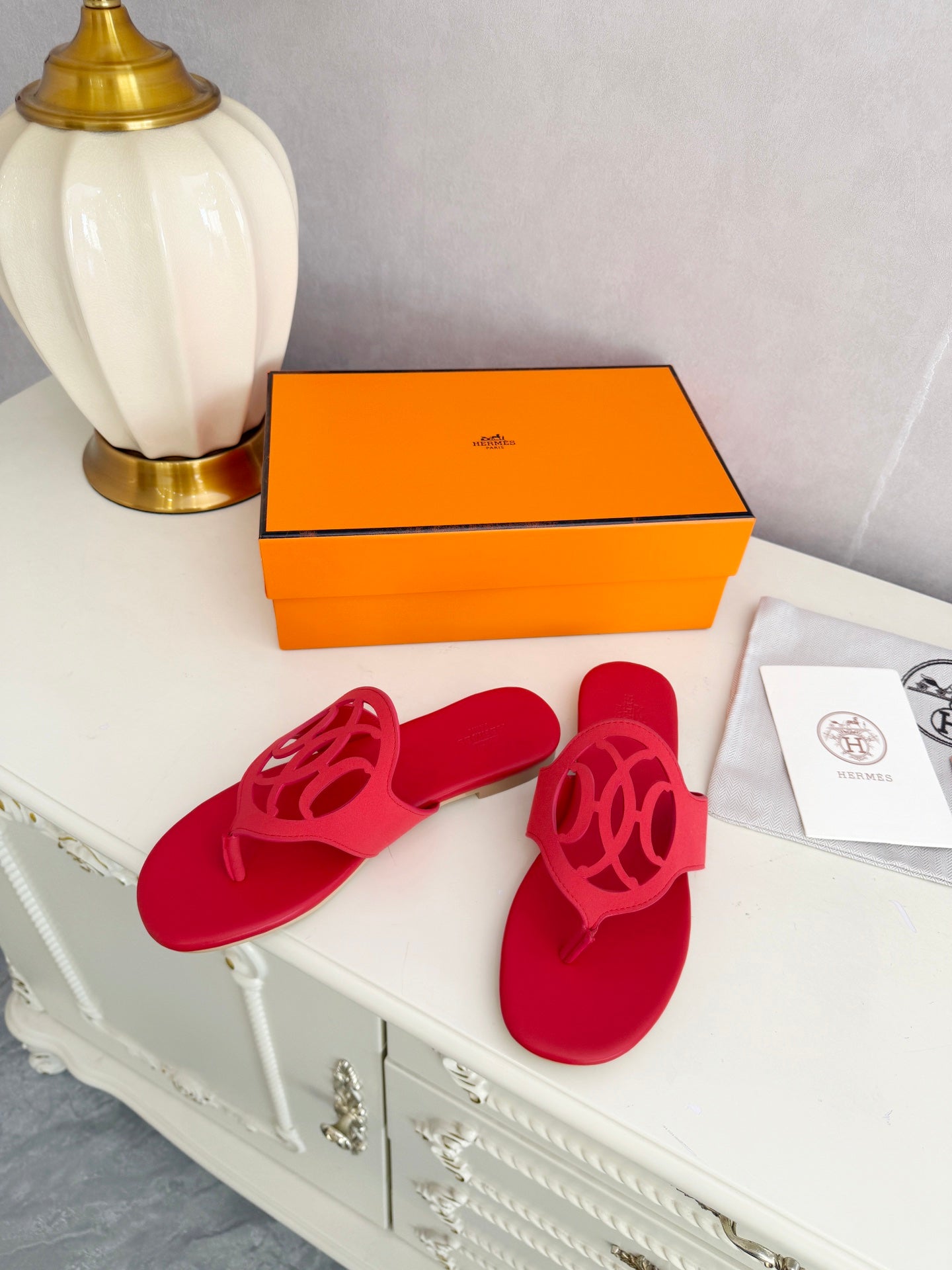 HM 26ss Pig-Nose Slipper Red Leather 605907