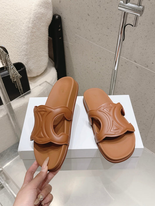 Celine 26 Triomphe Slide Sandals Calfskin 763171