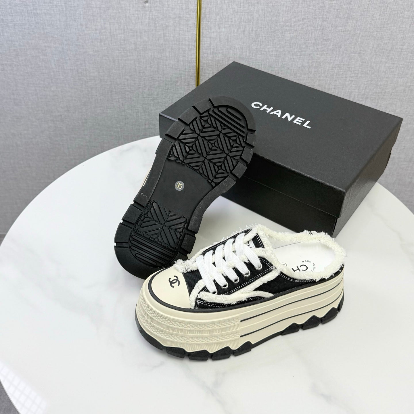 Chanel 2026 Flatform Mule Sneakers Canvas 801421