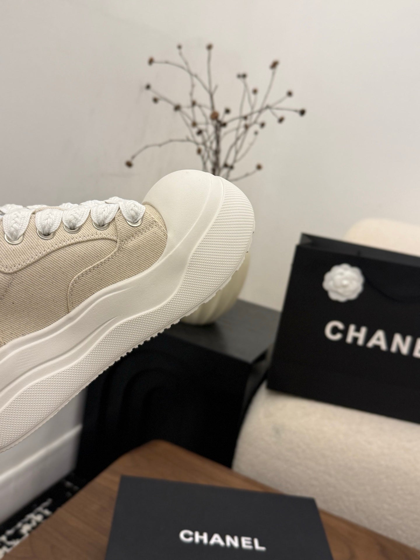 CC 26s Casual Sneaker Beige White Canvas Leather 183589