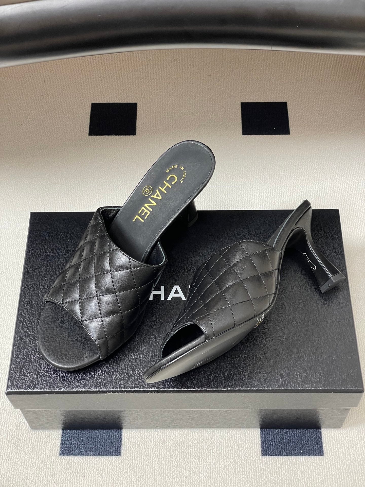 Chanel 2026 Peep-Toe High-Heeled Sandals Leather Sheepskin 834720