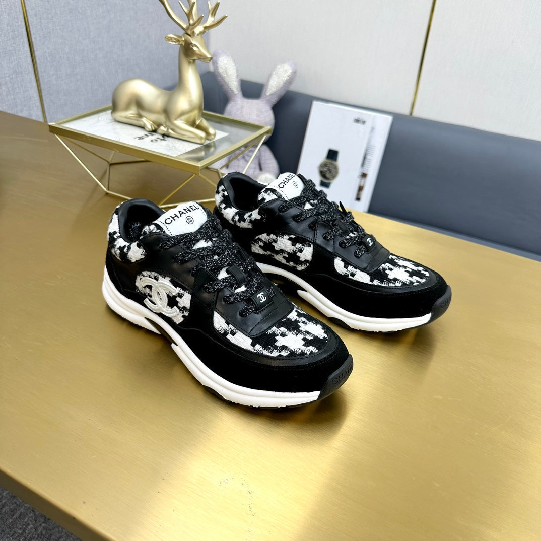 CC 2026 Casual Sneakers Black White Suede Tweed 668058
