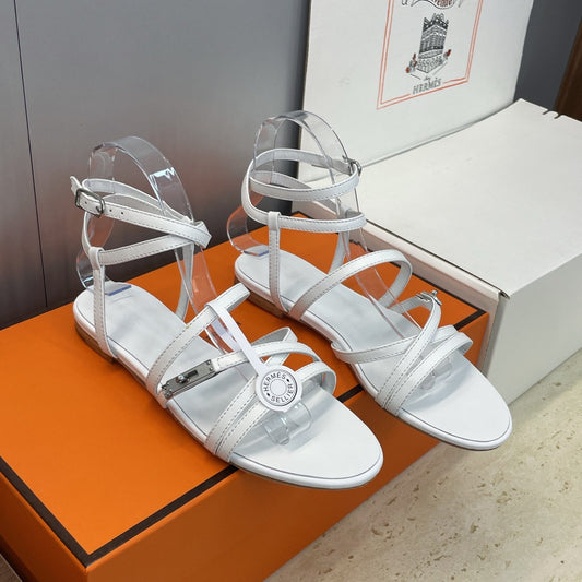 HM 26ss Kelly Silver Buckle Sandals Calfskin 607160