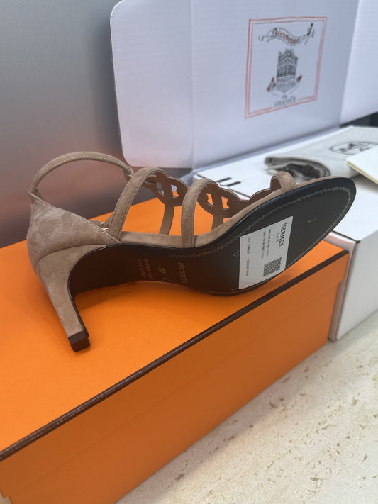 HM 26ss High Heels Sandals 70 Taupe Suede 633221