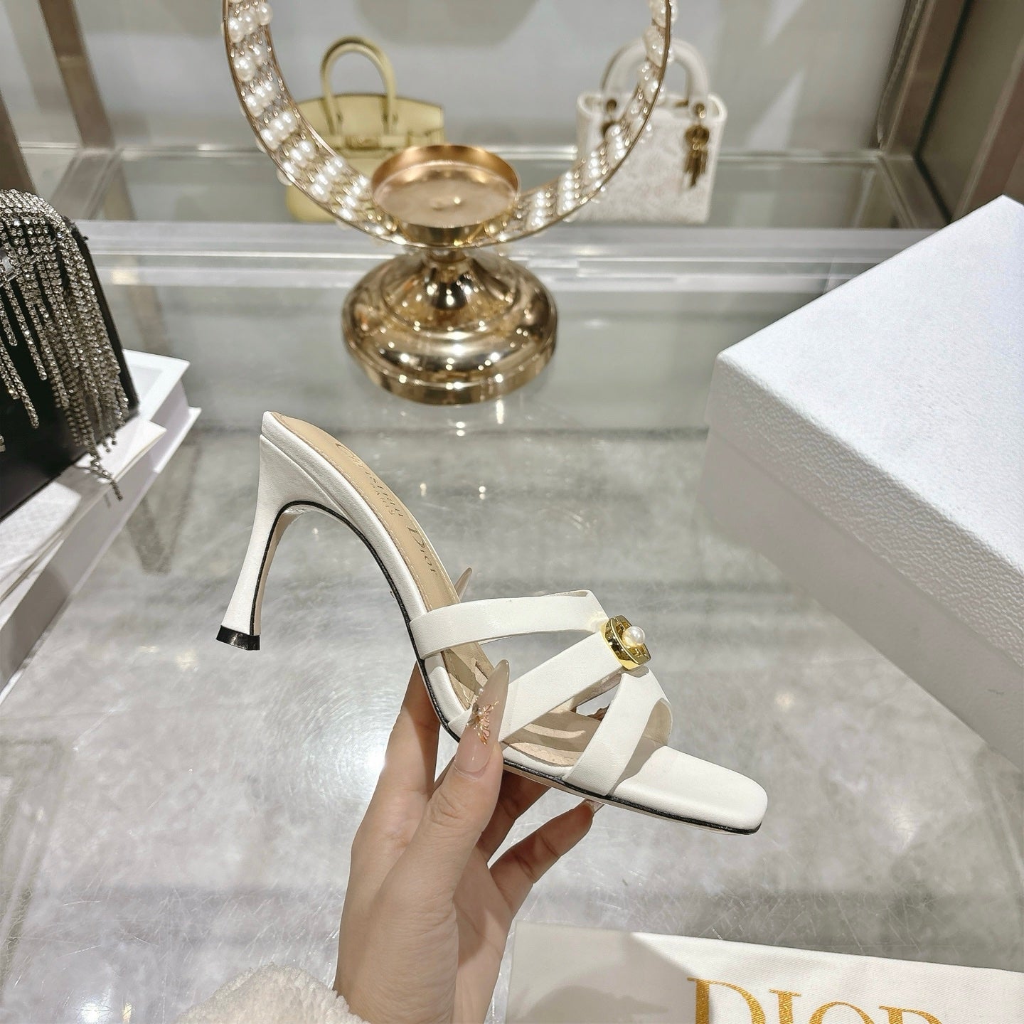 CD 26 High-Heeled Sandals 75mm Leather 592256