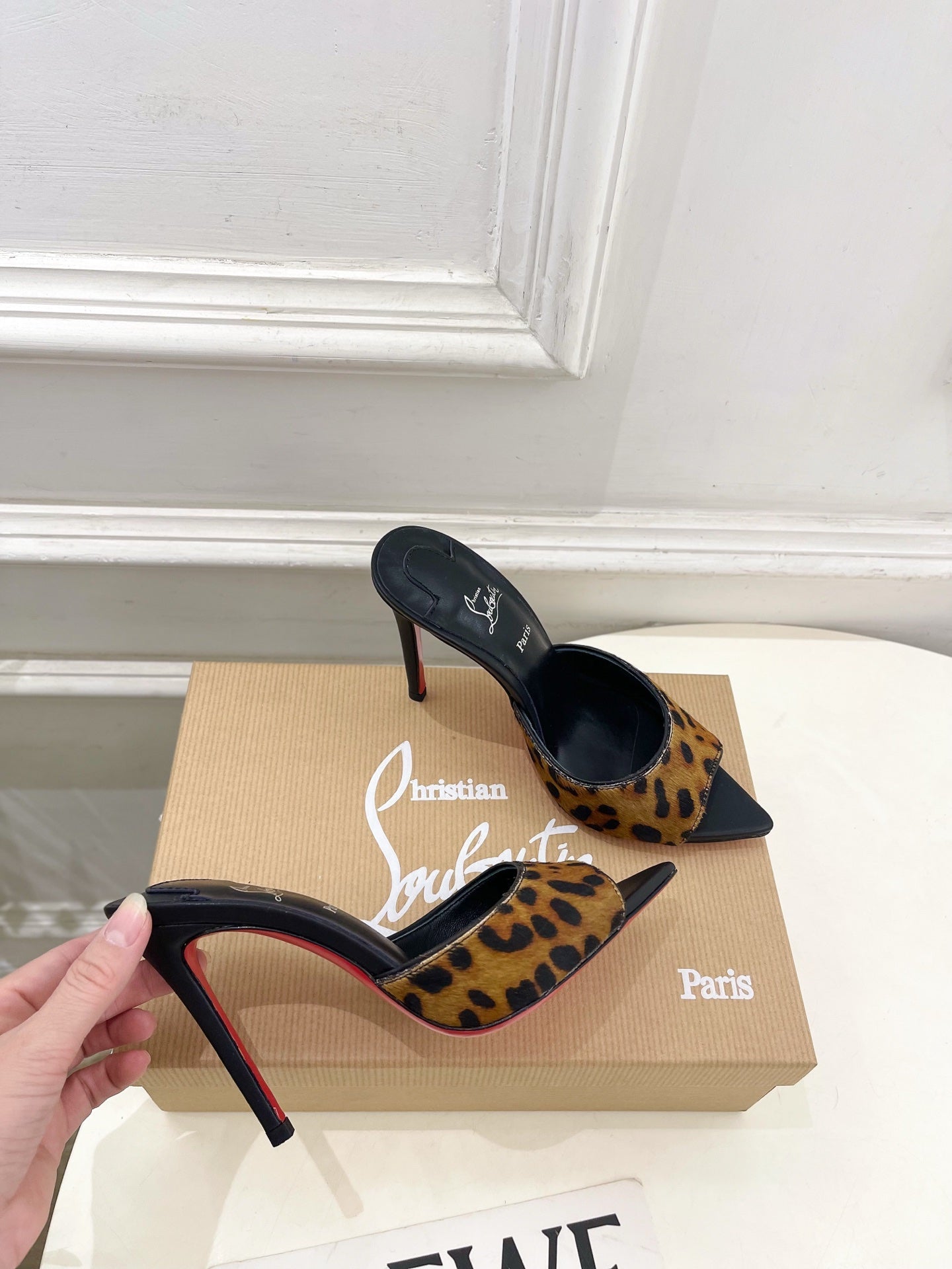 CL 26SS Slingback 100 Brown Black Leopard Leather 586571