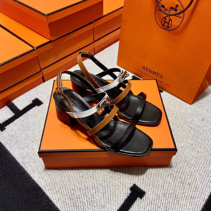 Hermes 2026 Eve Sandal Black Brown White Leather 545948