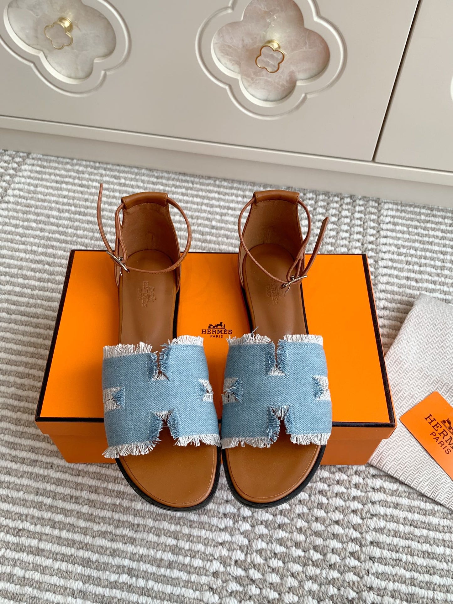 HM Sandal Canvas Cowhide 858915