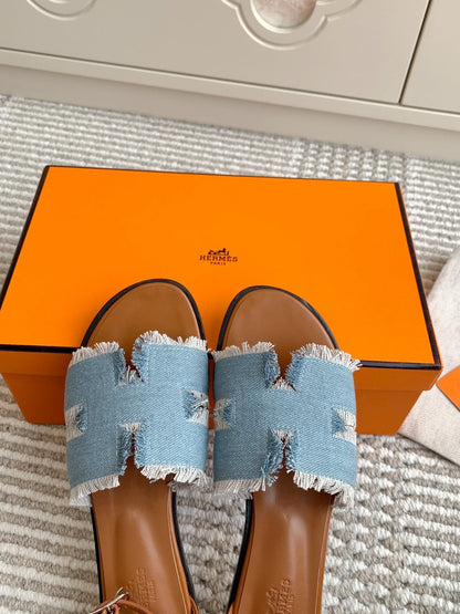 HM Sandal Canvas Cowhide 858915