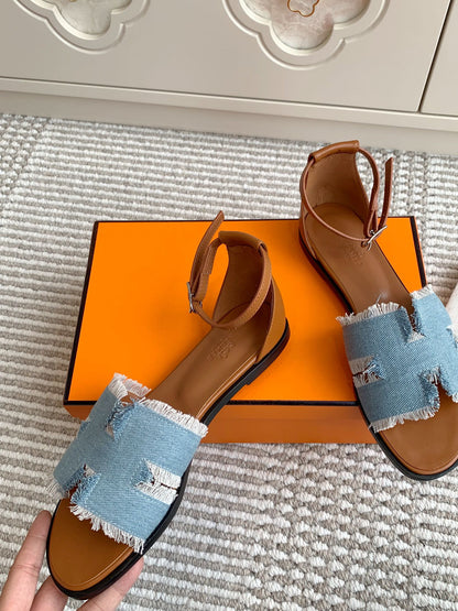 HM Sandal Canvas Cowhide 858915