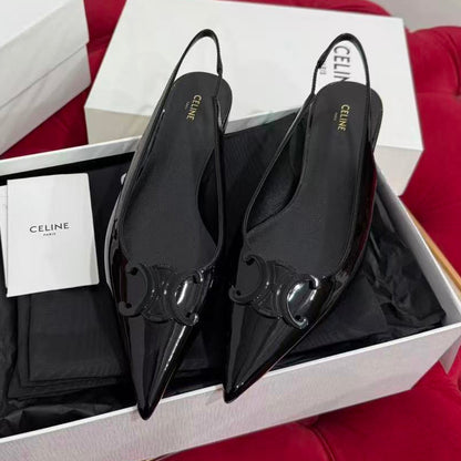 Celine 2026 Alma Triomphe Slingback Black Glossy Calfskin