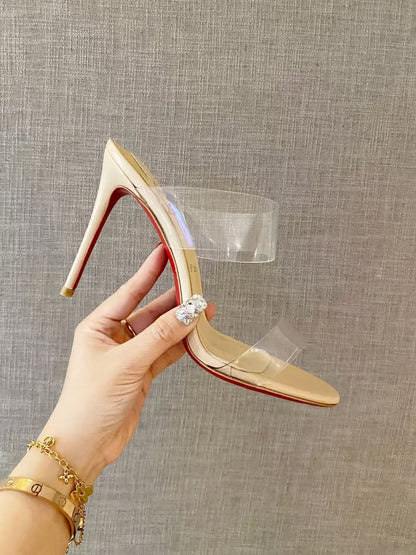 Christian Louboutin 2026 Just Nothing TPU Sandal 100mm Beige Leather