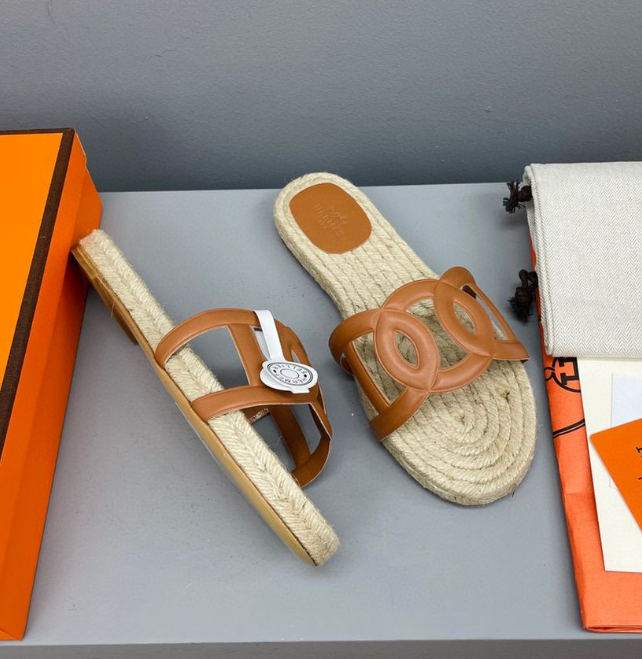 Hermes 2026 Famosa Espadrilles Tan Beige Straw Leather