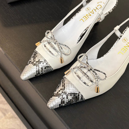 CC 2026 High Heeled Slingback 65 Sheepskin Snake Leather
