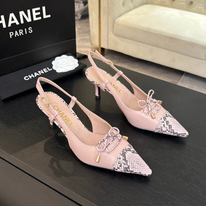 CC 2026 High Heeled Slingback 65 Sheepskin Snake Leather