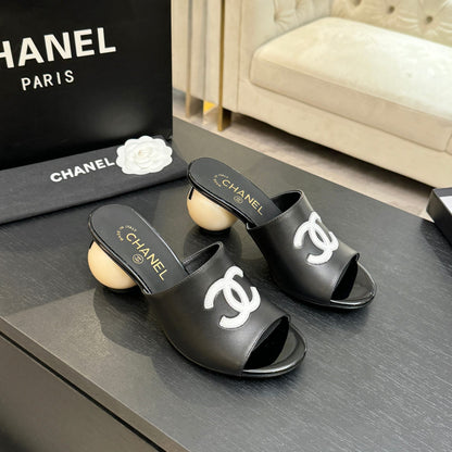 Chanel 2026 Double C Giant Pearl Heel Sandal 7cm Sheepskin 672911