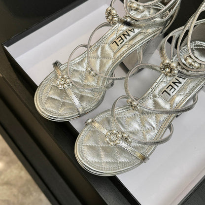CC 2026 Camellia Chunky Heeled Sandals  80 Cowhide