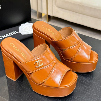 Chanel 2026 Waterproof Platform High-Heeled Sandal 12.5cm Cowhide 673063