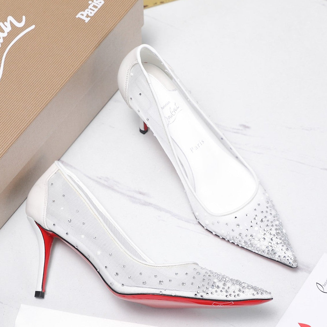 Christian Louboutin Miss Z Degrastrass Perla Pump Mesh Leather 863859