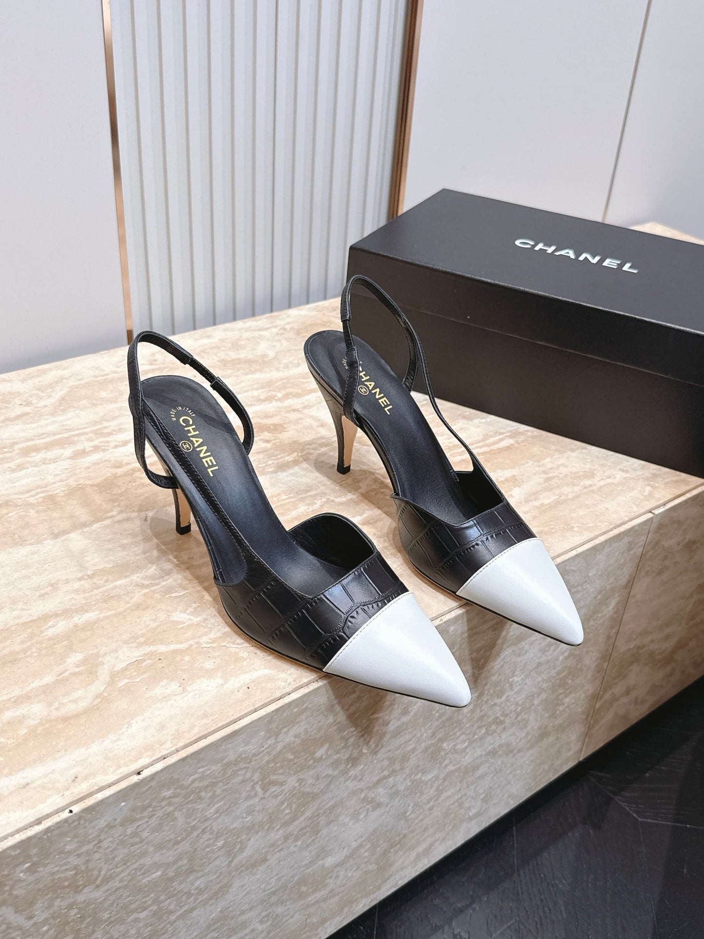 Chanel 2026 Slingback 90mm Fabric Calfskin 898949