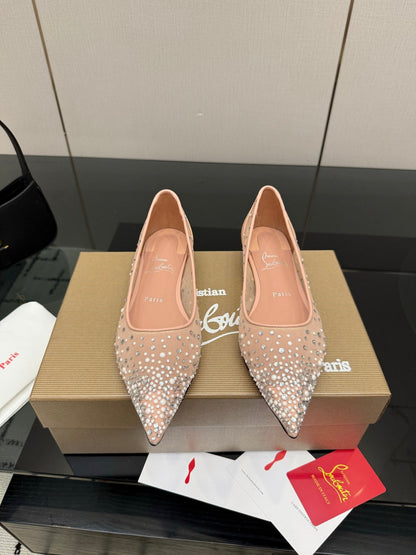 Christian Louboutin 2026 Ballerina Flats Mesh Crystal Embellishment 791567