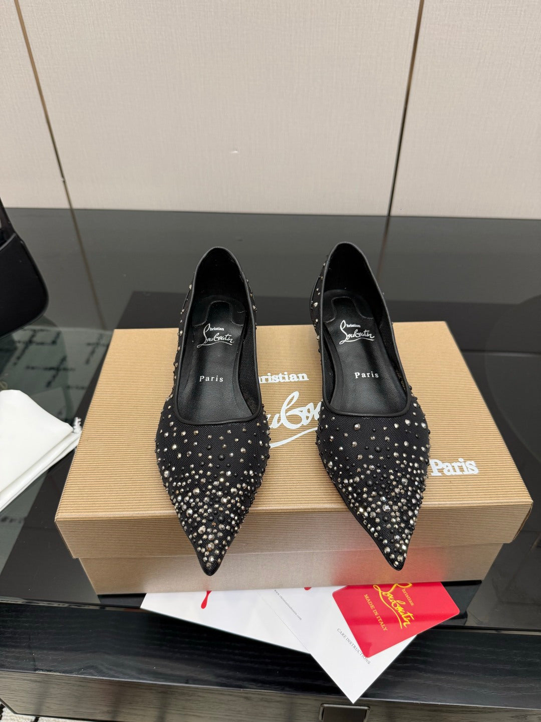 Christian Louboutin 2026 Ballerina Flats Mesh Crystal Embellishment 791567