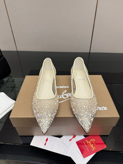 Christian Louboutin 2026 Ballerina Flats Mesh Crystal Embellishment 791567