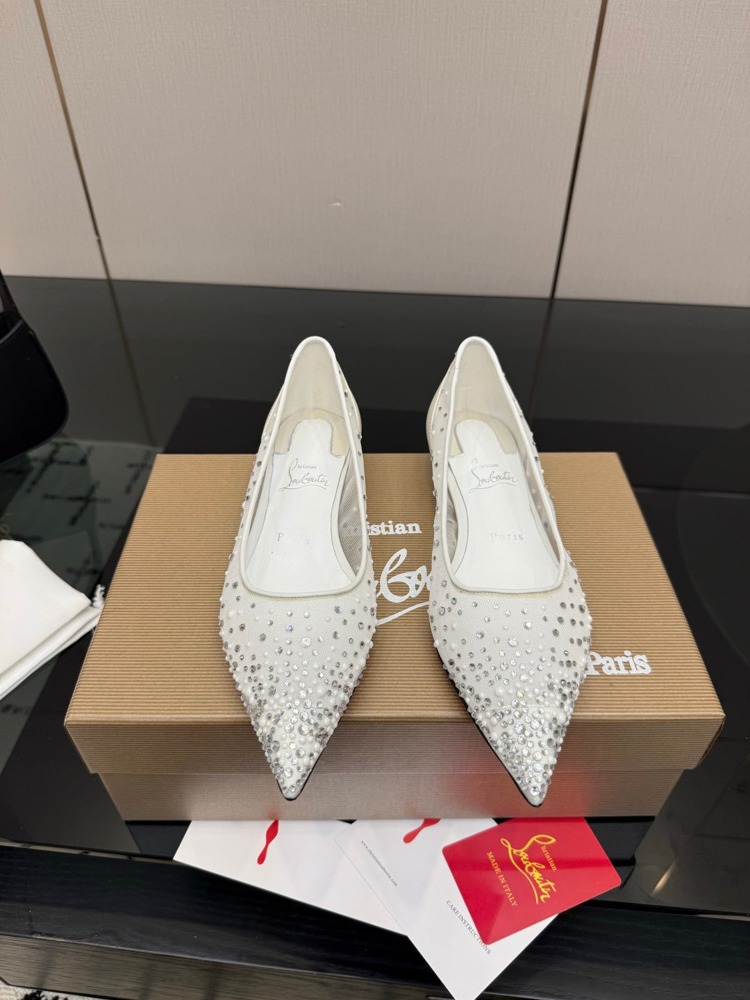 Christian Louboutin 2026 Ballerina Flats Mesh Crystal Embellishment 791567