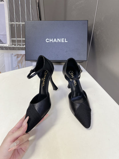 Chanel 2026 Mary Jane Sandal  90mm Embossed Calfskin And Fabric 895356