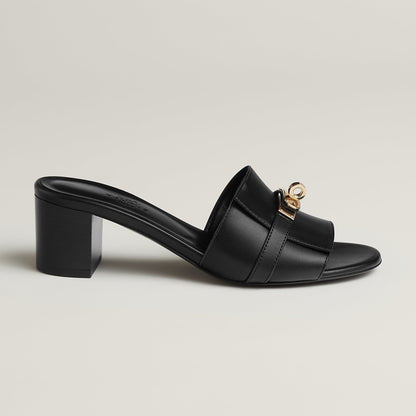 Hermes 2026 Gigi 50 Sandal Black Calfskin Gold Hardware