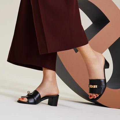 Hermes 2026 Gigi 50 Sandal Black Calfskin Gold Hardware