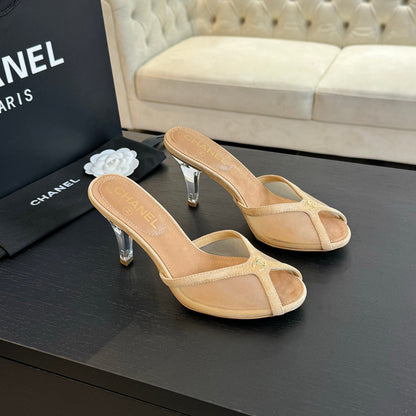 CC 2026 High Heeled Slippers 70 Mesh Suede