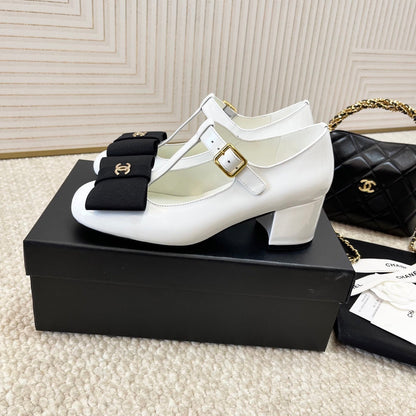Chanel 2026 Fabric Bow Mary Jane Chunky Heel Shoe Patent Leather 787146
