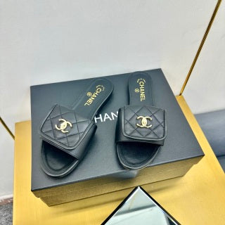 Chanel 2026 Turnlock Quilted Slippers Leather 781000