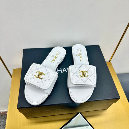 Chanel 2026 Turnlock Quilted Slippers Leather 781000