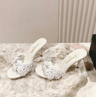 CC 26s Floral High Heel Slippers 75 Sheepskin 658446