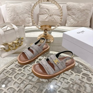 Celine 26 Tippi Triomphe Sandals In Suede Calfskin 736602