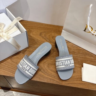 CD 26s Embroidered Sandals 45 Canvas Cowhide 685519