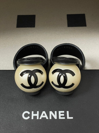 CC 2026 Pearl Heel Sandals 70 Lambskin Double C Logo