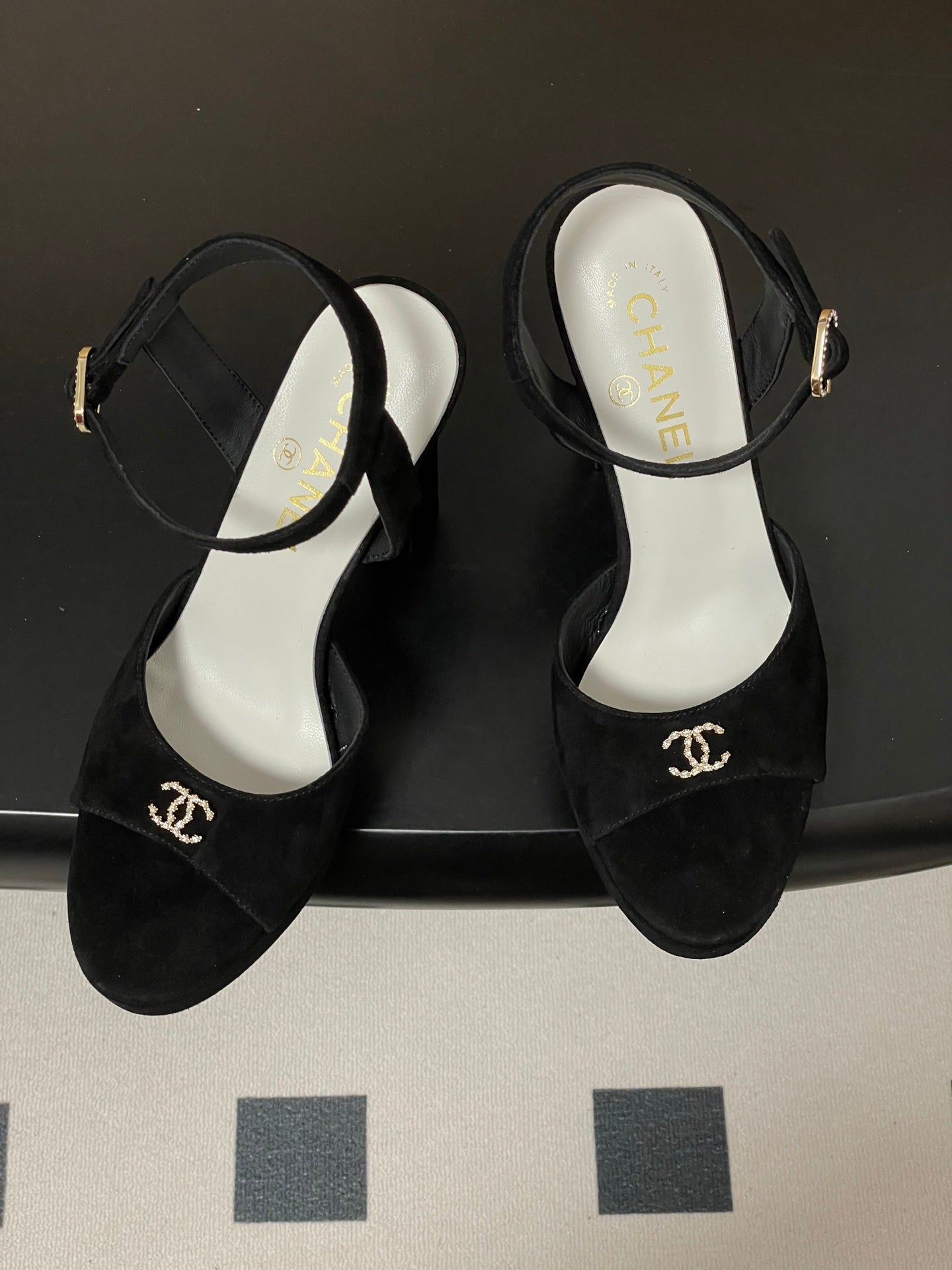 Chanel 2026 High heeled Chunky Platform Peep-toe Sandals Suede Leather